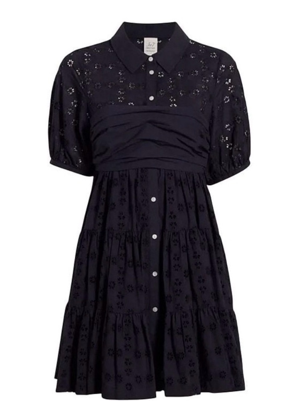 cinq a sept navy  Eyelet Polo Tiered Mini Dress